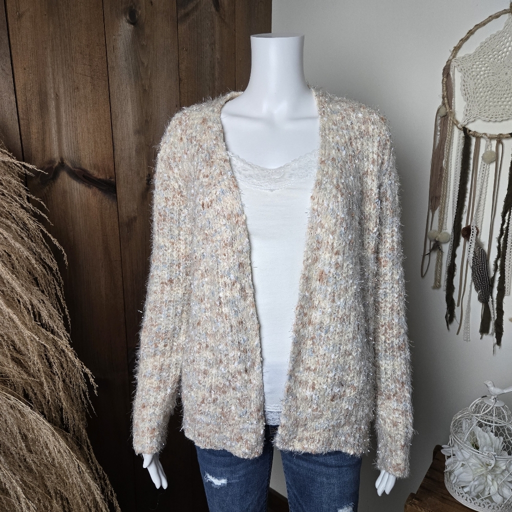 Maurices Fuzzy Speckled Open Front Cardigan